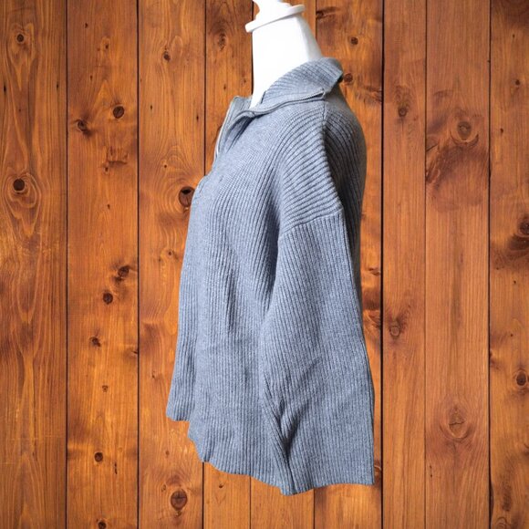 SHEIN Women's XS Gray 1/2 Zip Pullover Ribbed Sweater Casual Neutral Classic - Picture 3 of 4